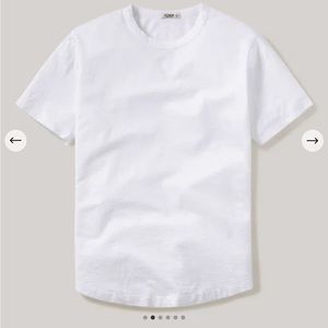 Buck Mason White Slub Curved Hem Tee - M